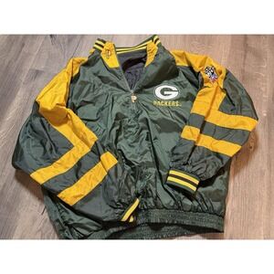 Green Bay Packers Reversible Jacket Size XL Pro Player NFL Feel The Power